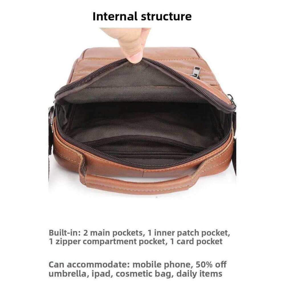 Men's Genuine Messenger Bag - Large Capacity Crossbody Shoulder Bag, Real Leather Briefcase for Business & Travel XJ260131