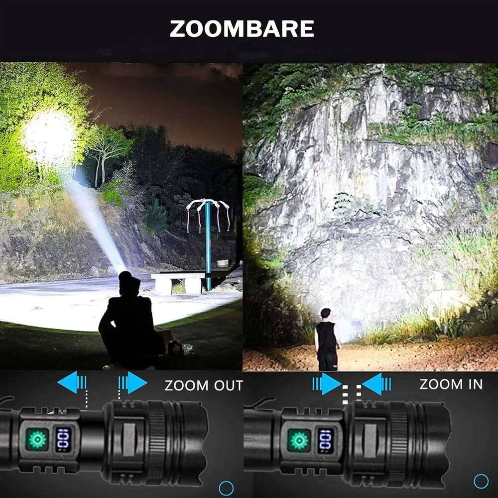 Rechargeable LED Flashlight Super Bright Portable Ultra Power Long Range Tactical Torch Lamp Outdoor Emergency Camping Lantern H260131