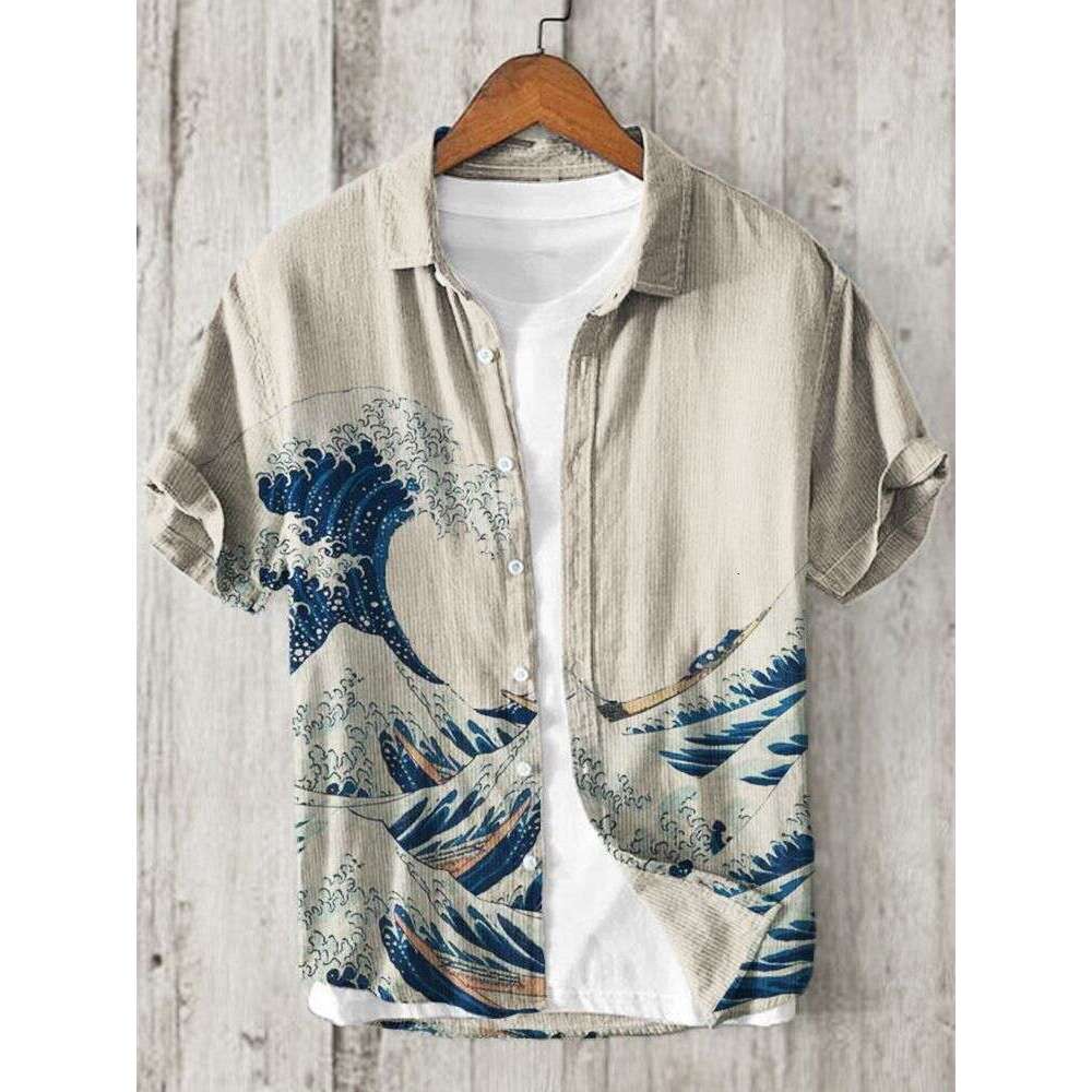 Hot-Selling Cross-Border Summer Chinese Style Digital Print Short-Sleeve Men's Stylish Comfortable Personality Shirt Luanyun Luanyun