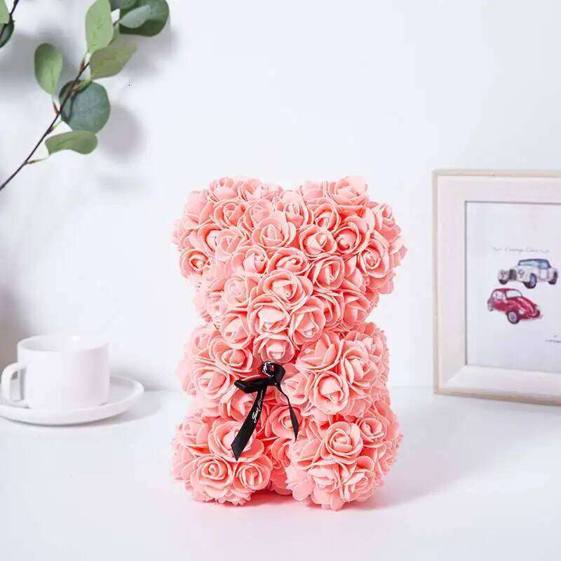 Rose Bear NEW Valentines Day Gifts 25cm Flower Bears Artificial Floral Decorations Mother' DAY Gift For Girlfriend Festival And Y260131