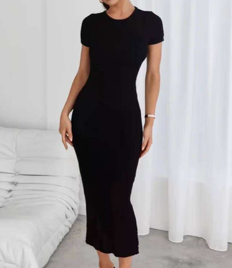 Women's elegant fashionable short-sleeved hip-covering dress, popular European and American style, can be worn in all season XJ260131