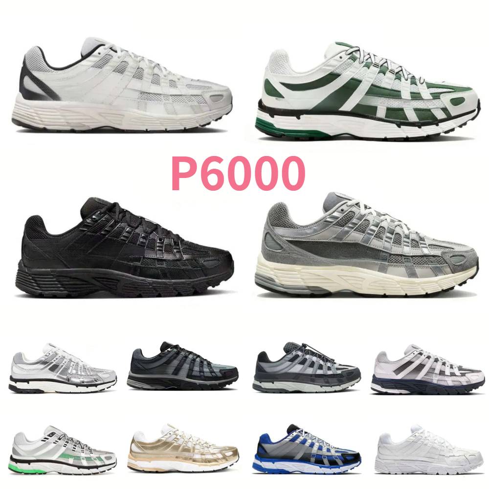 Designer P6000 Sneakers Men Women P6000S Running Shoes Triple Black White Khaki Wolf Grey Pink Metallics Blue Silver Outdoor Sport Women Outdoor Walking Trainers