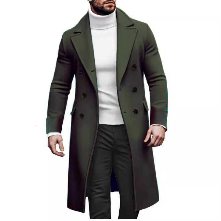Custom Mens Long Red Wool Coat - Double-Breasted British Fashion New Autumn/Winter Trend Fixed-Length X260131