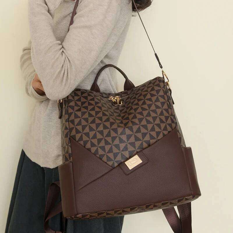 Retro Stylish Minimalist Laptop Versatile Casual Shoulder Bag Women's Commuter Backpack