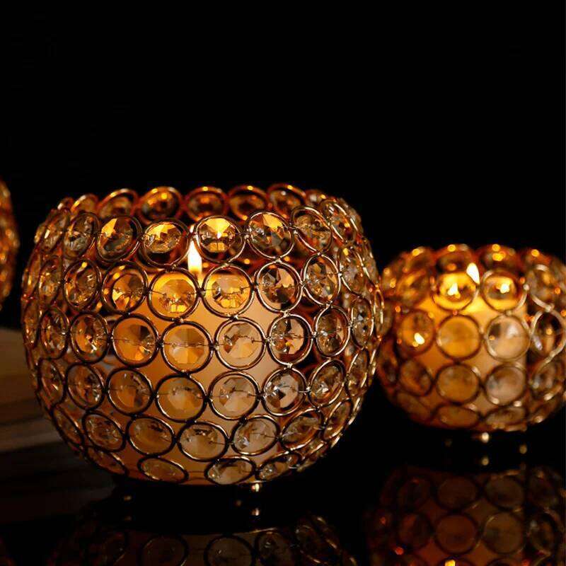 Gold Crystal Candle Wedding Centerpiece Tealight Candlestick Holder for Table Fireplace Candelabra Home Decor Y260131