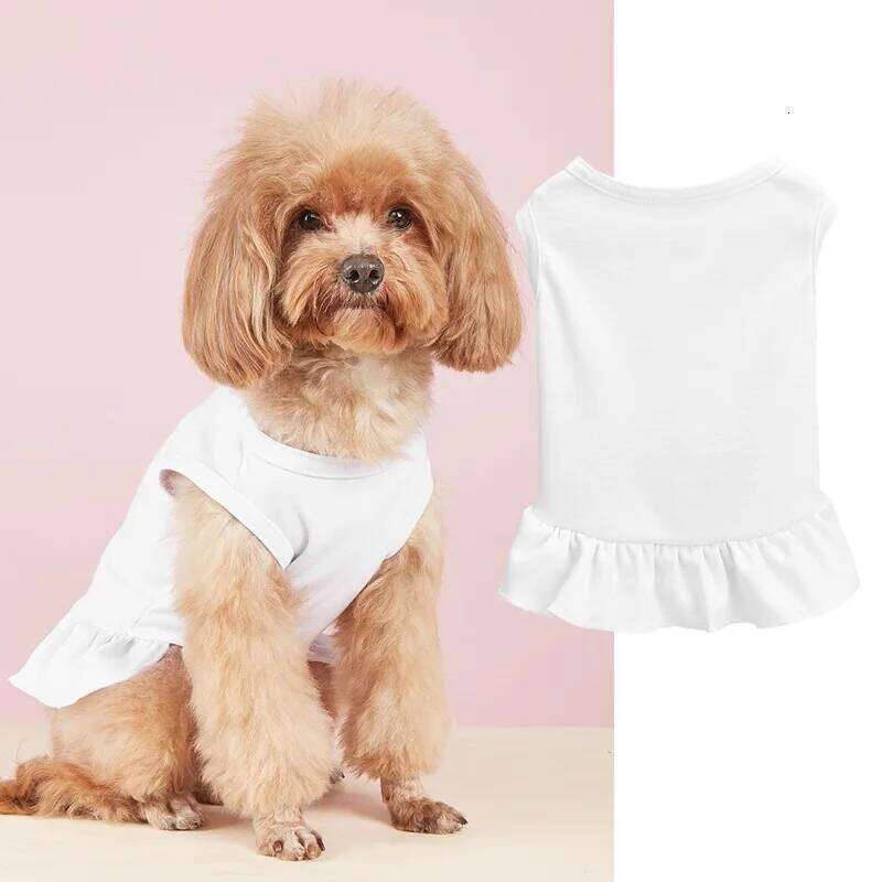 Spring Summer Thin Model Pets Tank Top Breathable Solid Color Lotus Leaf Edge Skirt Hem In The Middle Small Dog Cat H260129