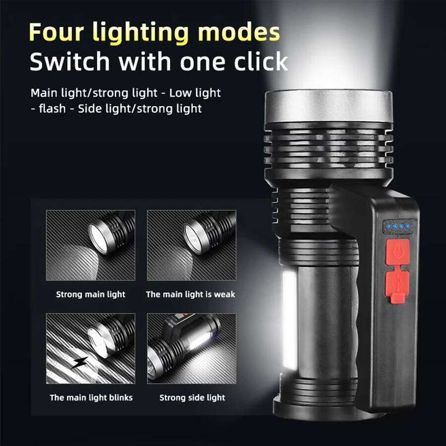 Portable High Strong Power LED COB Outdoor ABS Flashlights 4 Lighting Modes Long-range Rechargeable Torch For Fishing Hunting H260131