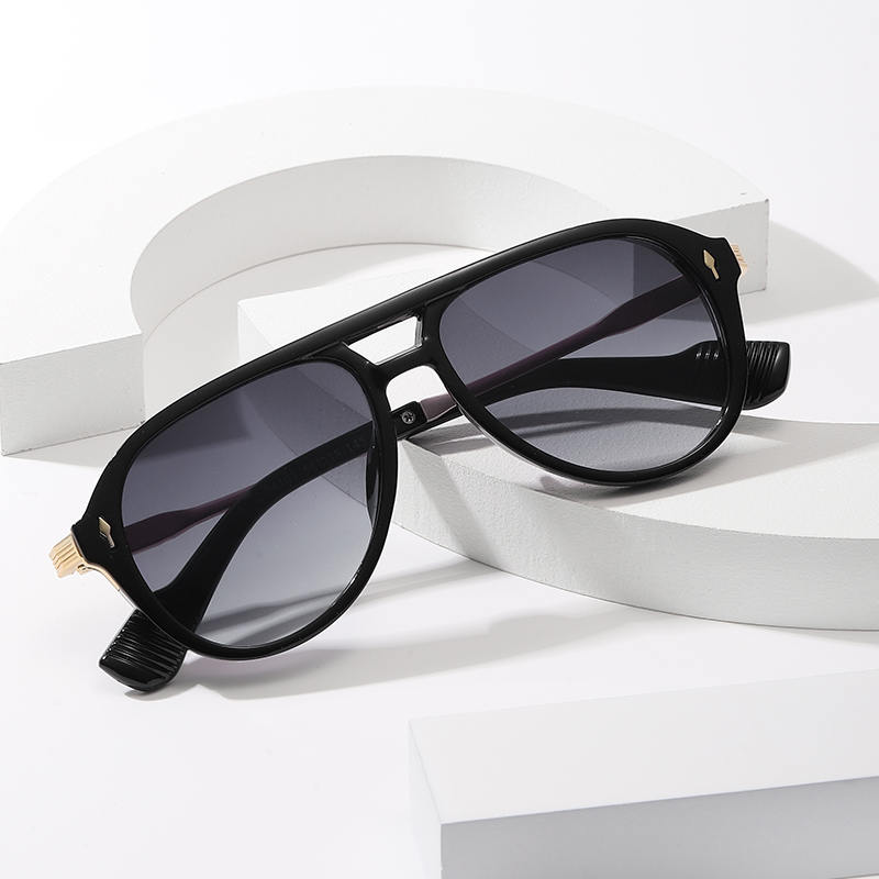 New Arrival Retro Style Double Bridge Square Frame Pilot Sunglasses for Men European American Style In Stock