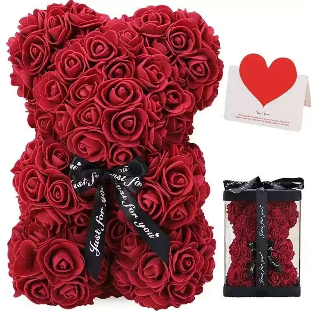 Artificial Flower Eternal Rose Teddy Bear Birthday Anniversary Gifts & Decor Miniatures A for my Girlfriend Valentine's Day Y260131