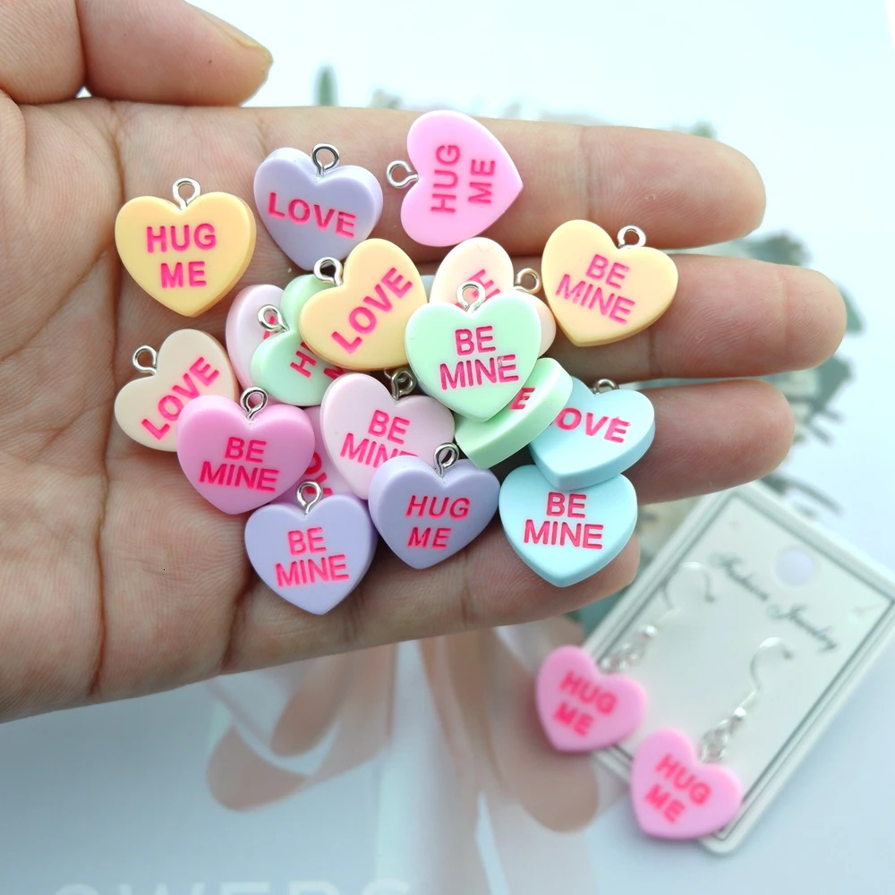 Kawaii Valentines Day Heart Charms for Jewelry Making Diy Earring Bracelet Pendant Accessories Findings Wholesale Bulk 260124