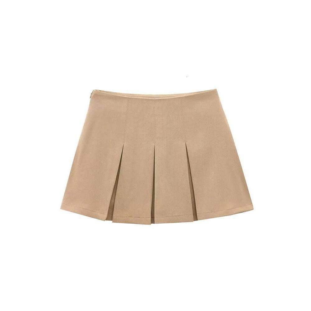 TFMLN Women Elegant Wide Pleated Skirts Spring Summer Fashion Waist Girls Mini Skirt High Street Wear XJ260131