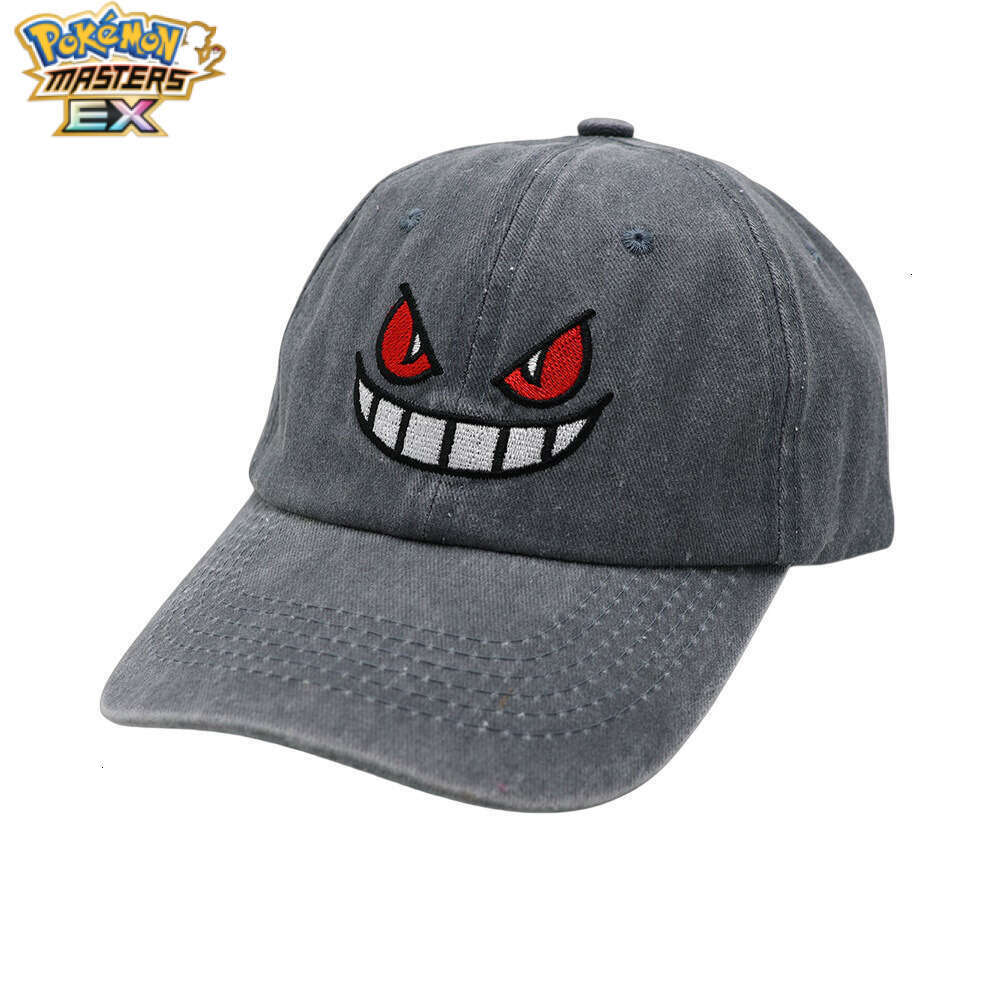 Cross-Border New Pokmon Gengar Embroidered Baseball Anime Cartoon Soft Top Washed Duckbill Cap Unisex Sun Hat L260131