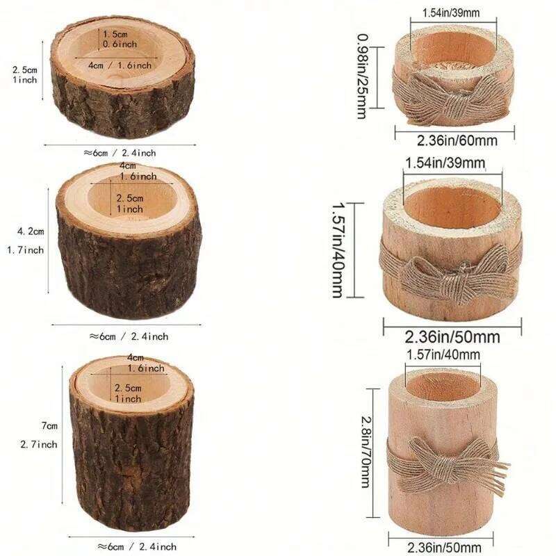 Wooden Candle Holder with Multiple Sizes Rustic Tealight and Votive Design for Home Decor Natural Log Style Excluding Candles Y260131