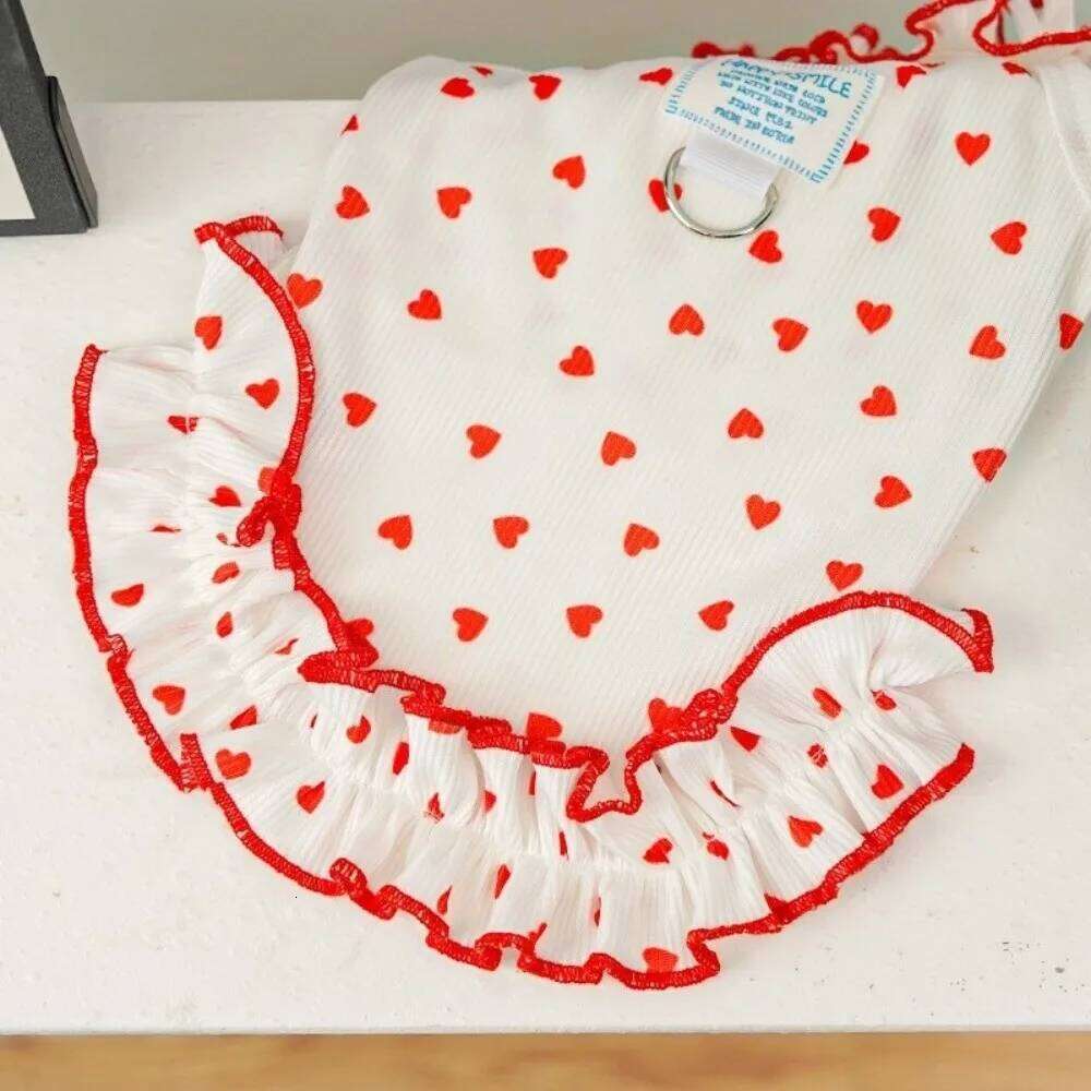 Summer Cooling Dress Thin Material Simple Design Pet Skirt Tank Top Style Love Heart Print Dog Vest For Small Dogs H260130