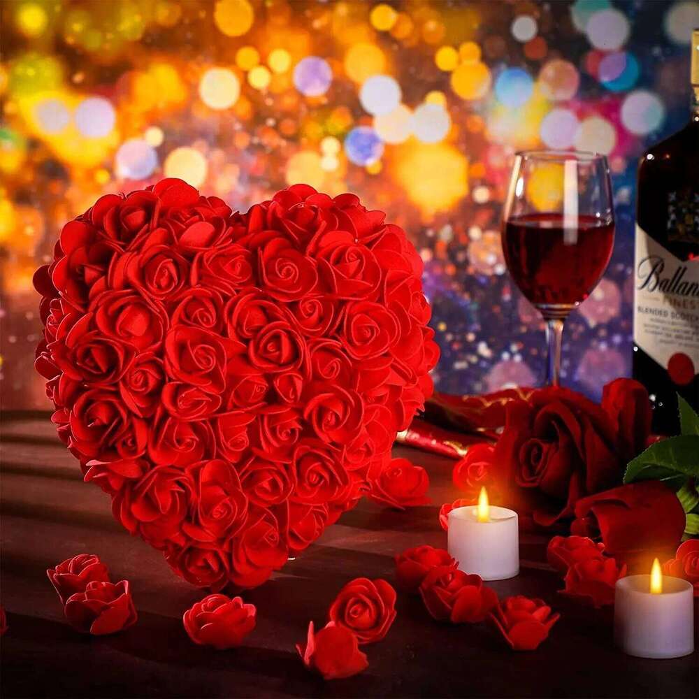25cm Heart Roses Flowers Home Festival DIY Wedding Decoration Gifts Valentine's Romantic Artificial Rose Y260131