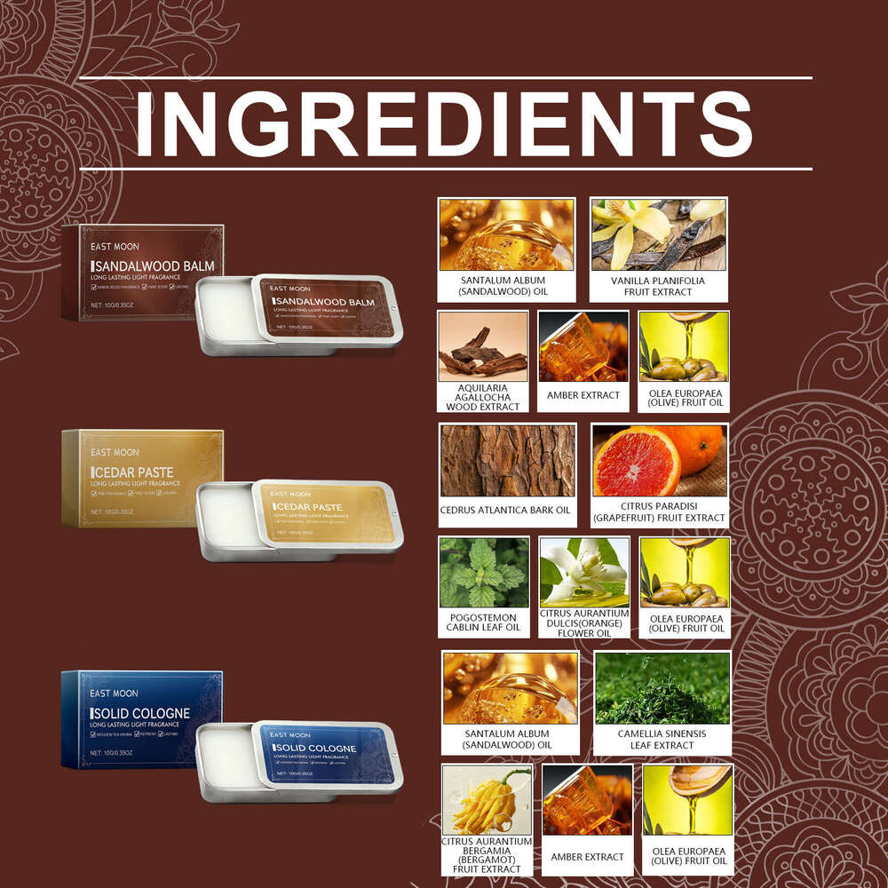 East Moon Men's Sandalwood Fragrance Portable Solid Balm Long-lasting Fresh Non-sticky S260131