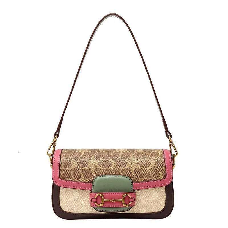 Women's 2025 new high-end versatile shoulder contrasting color crossbody armpit baguette even bag smini bags