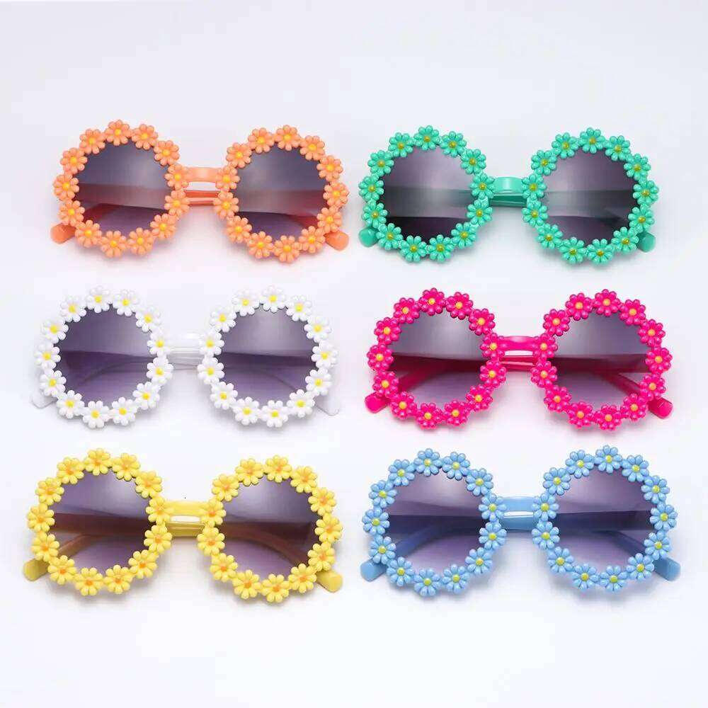 Round Flower Kids Sunglasses UV400 for Boy Girls Lovely Baby Daisy Sun Protection Cute Sport Shades Children Outdoor Eyewear H260130