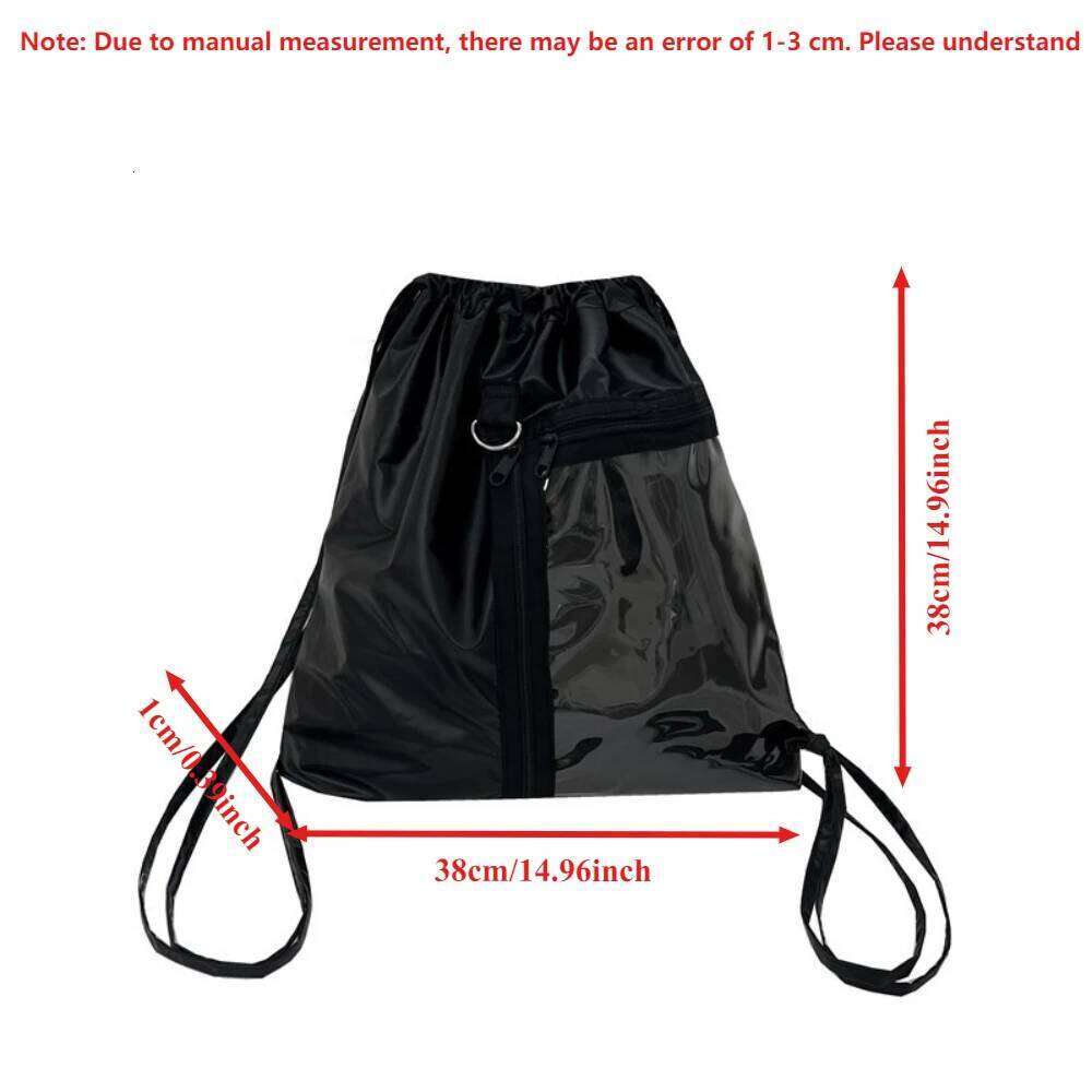Original Large Capacity Drawstring Shoulder Bag Casual Transparent Simple Style Nylon Backpack for Girls Lightweight Portable