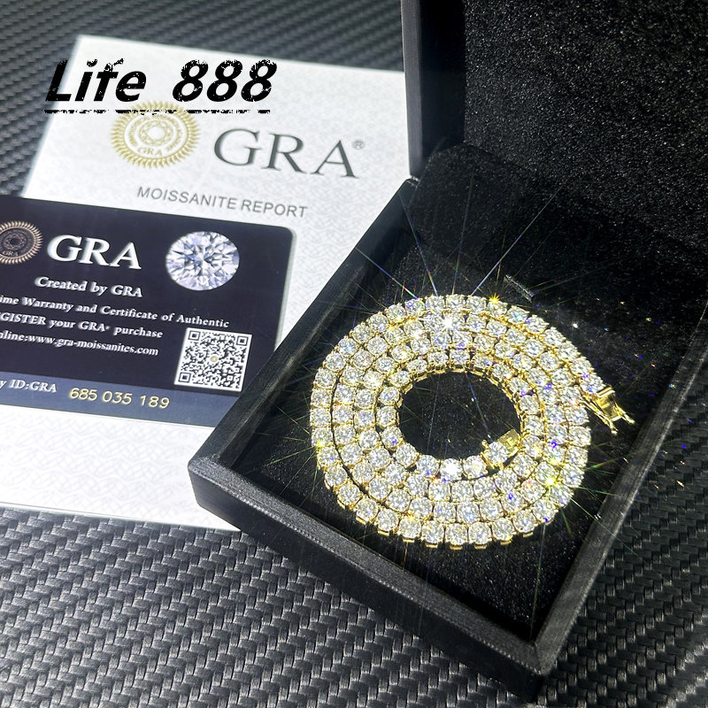 Luxury Style Design 3mm D Color VS1 Quality Round Shape 4 Claws LAB Created Diamond 14K Lab Grown Diamond Tennis Necklace