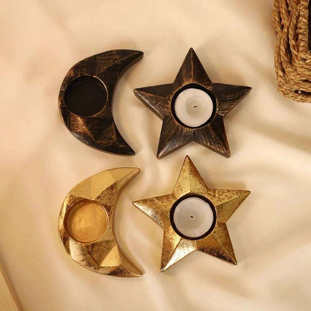 Five pointed Aromatherapy Candlestick Imitation Old Moon Star Candle Tray Home Atmosphere Decoration Props Crafts Ornaments Y260131