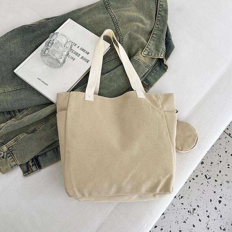 Canvas bag - Women's 2025 model, large capacity, simple design, hand-held, shoulder bag, casual travel, letter-shaped, offi