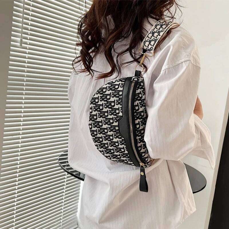 Letter Print Fashion Crossbody Round Mini Minimalist Waist Versatile Women's Shoulder Bag