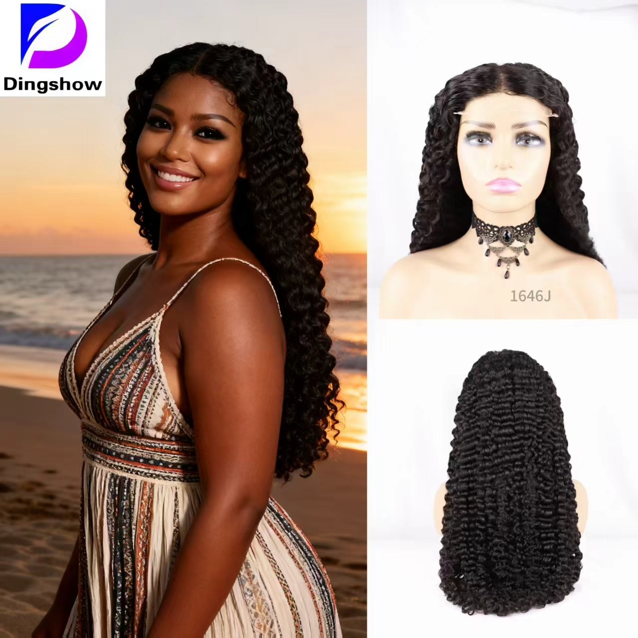 100% real hair wig Elegant Real Human Hair Wig for Women Durable Stylish Full Length Ladies' black wig