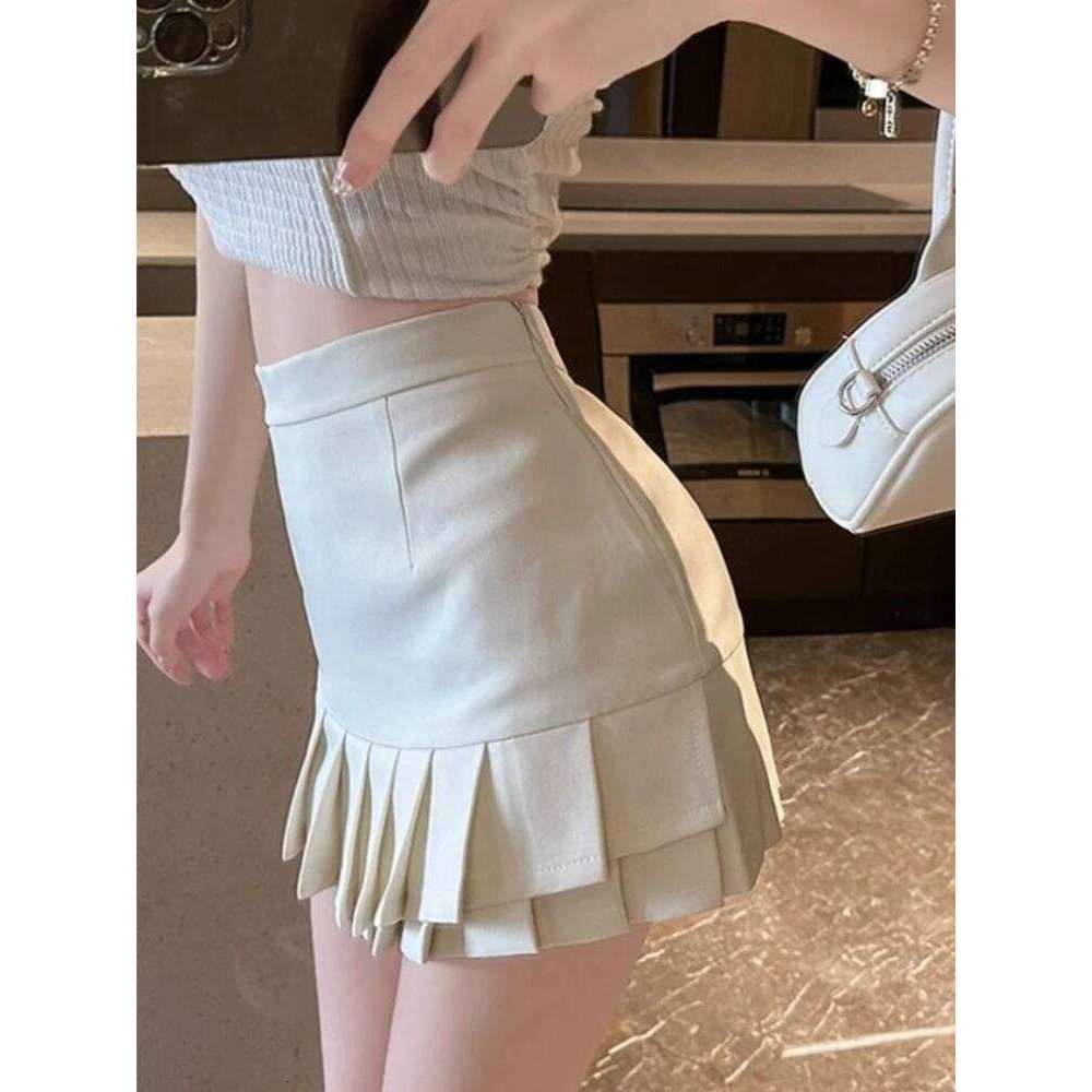 Pleated Skirts Women Mini Asymmetrical Hip Wrapped A-line Summer Solid All-match High Waist Hot Girls Y2k Streetwear Ins Sexy XJ260131