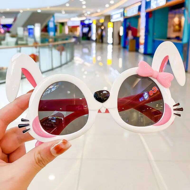 Boys and girls' cartoon rabbit ear children's round frame glasses baby fashion colorful cute sunglasses H260130