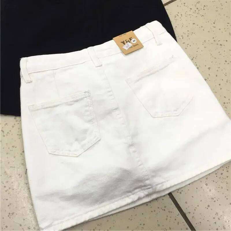 Woman Skirts Spring and Summer White Wrapped Denim Female A- line Short Skirt Culottes Mujer Faldas Saias Mulher XJ260131