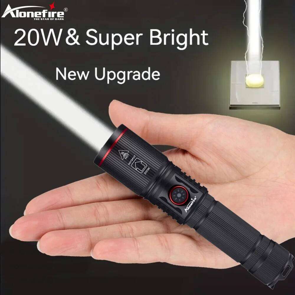 20W Zoom Round Beam Light LED High Power flashlight USB Rechargeable Torch Camping Outdoor Hunting Fishing Walking Lighting Lamp H260131