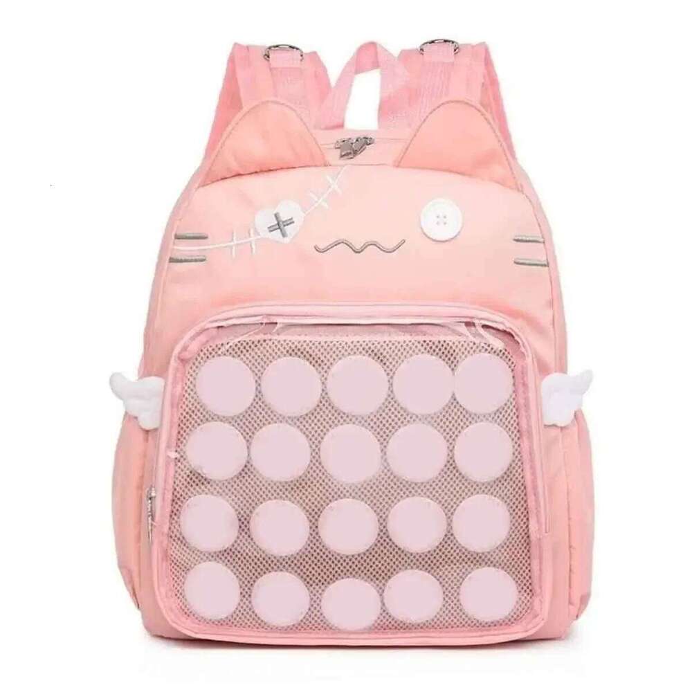 Cute Cat Backpack Women Nylon Japanese Style Casual Fashion Transparent Ita Bag Large Capacity Female Aesthetic Backpacks bolsa