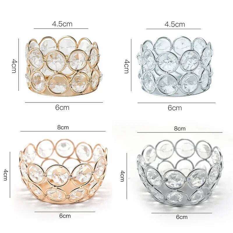 Crystal Candle Holders Wedding with Mental Tray Table Center Home Decoration Candlestick Y260131