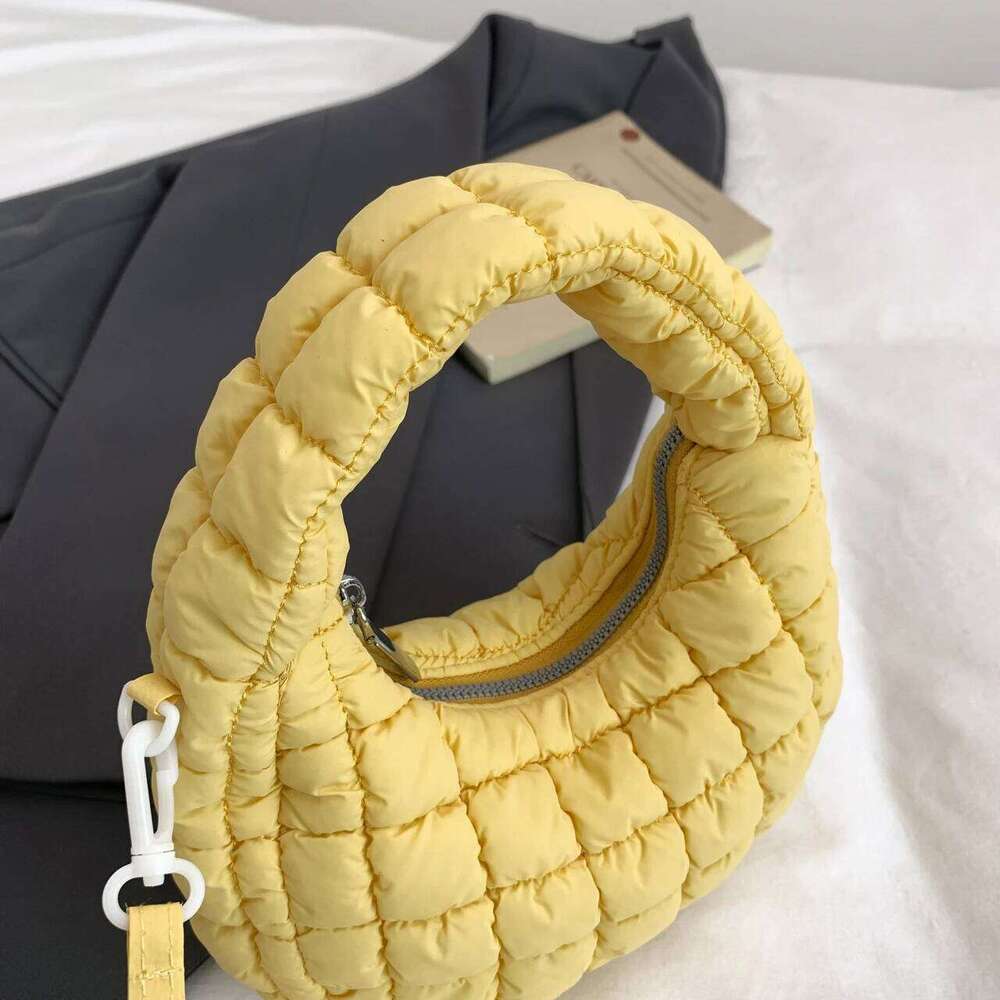Pleated cloud women's autumn and winter new down cotton handbag casual versatile bubble shoulder messenger bag