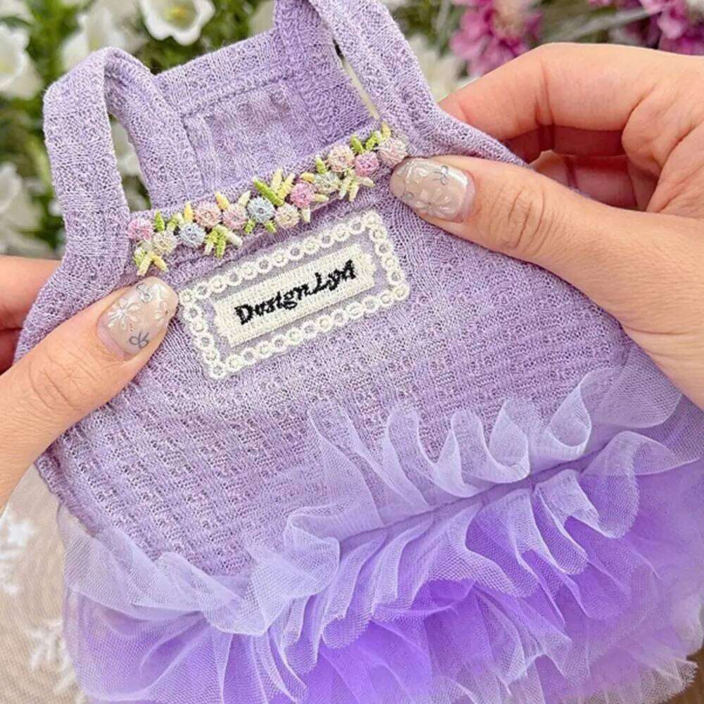 Fashion Lace Summer Thin Design Lightweight Dog Princess Dress Purple Comfortable Pet Costumes Puppy Apparel H260130