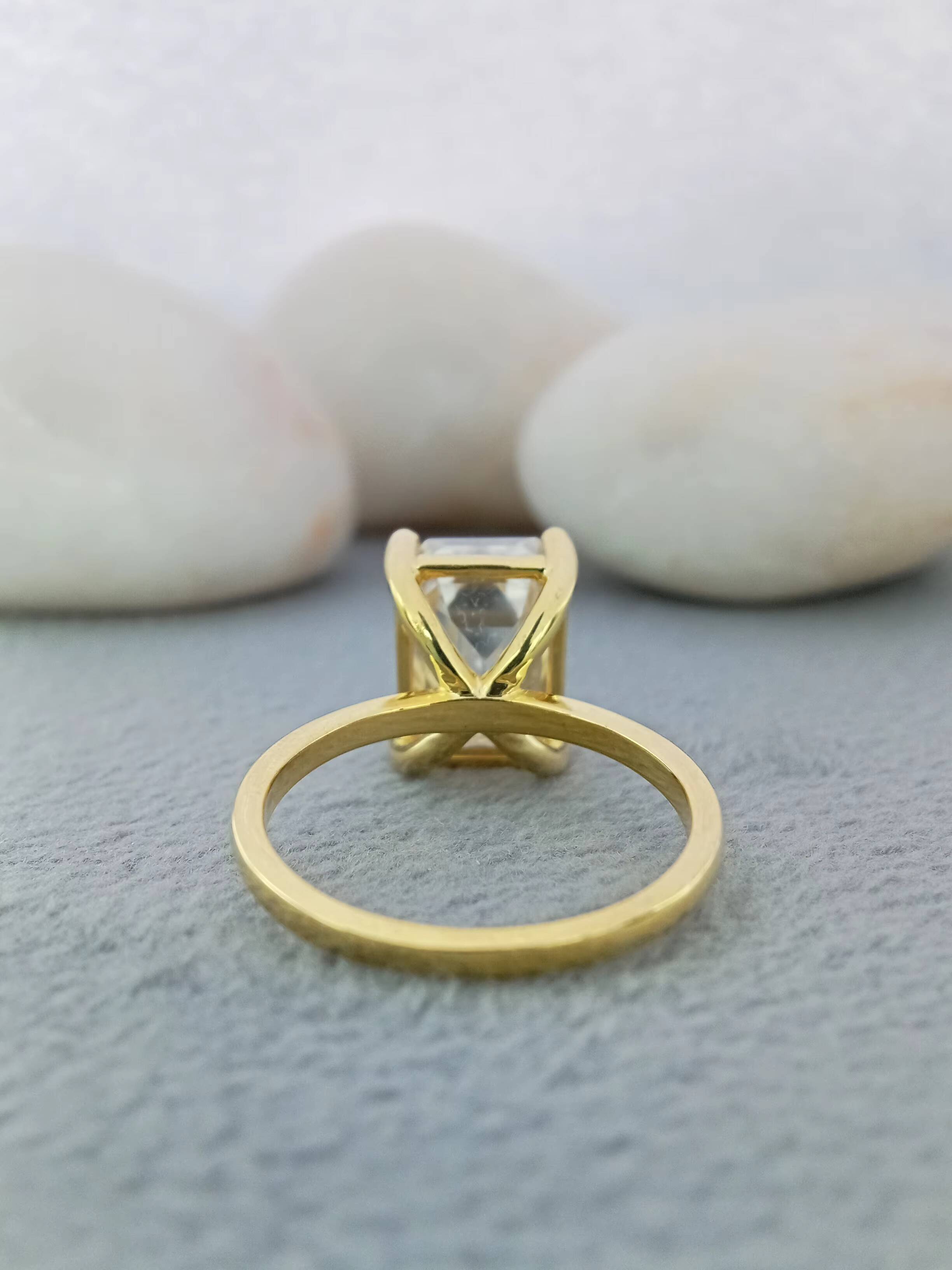 Emerald Cut 20 CT Solitaire Engagement Ring 14K/18K Solid White Yellow Gold VVS Lab Grown Diamond Fine Jewelry Wedding Ring