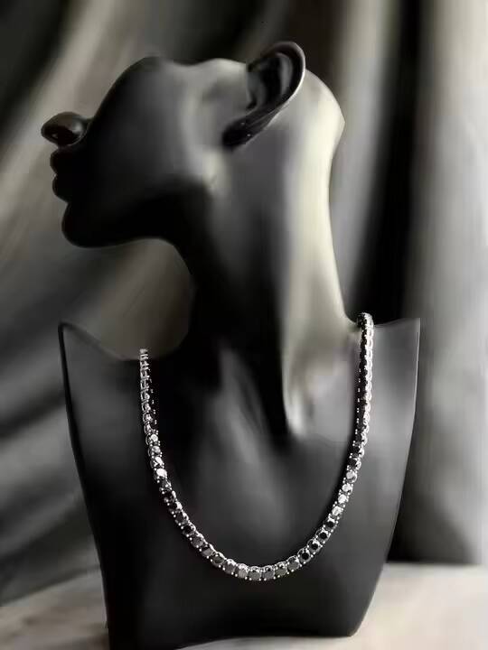 3-8mm VVS1 Black Moissanite Diamond 925 Sterling Silver Tennis Necklaces Bracelets Iced Chain Stylish Hip Hop Jewelry for Men