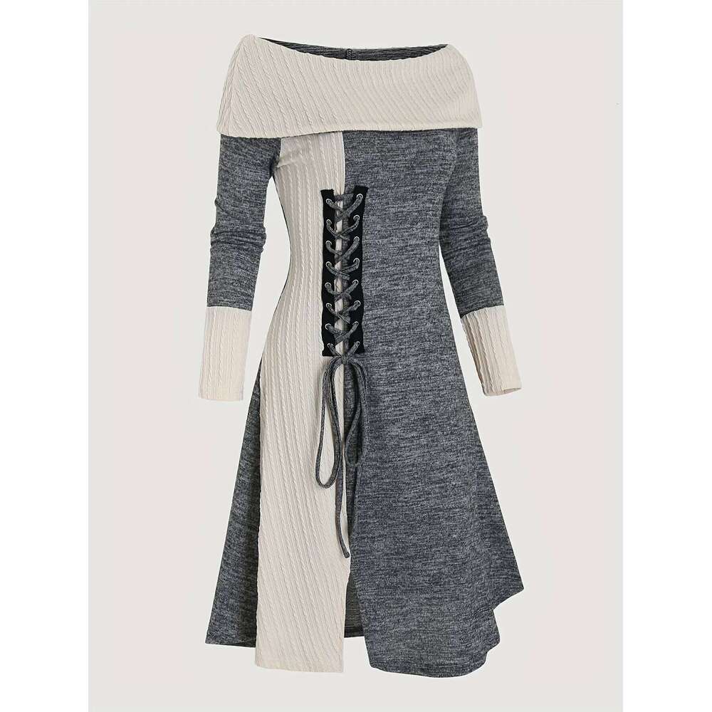 Europe, America, autumn winter, the new fashion women's dress with long sleeves and a shoulder. XJ260131