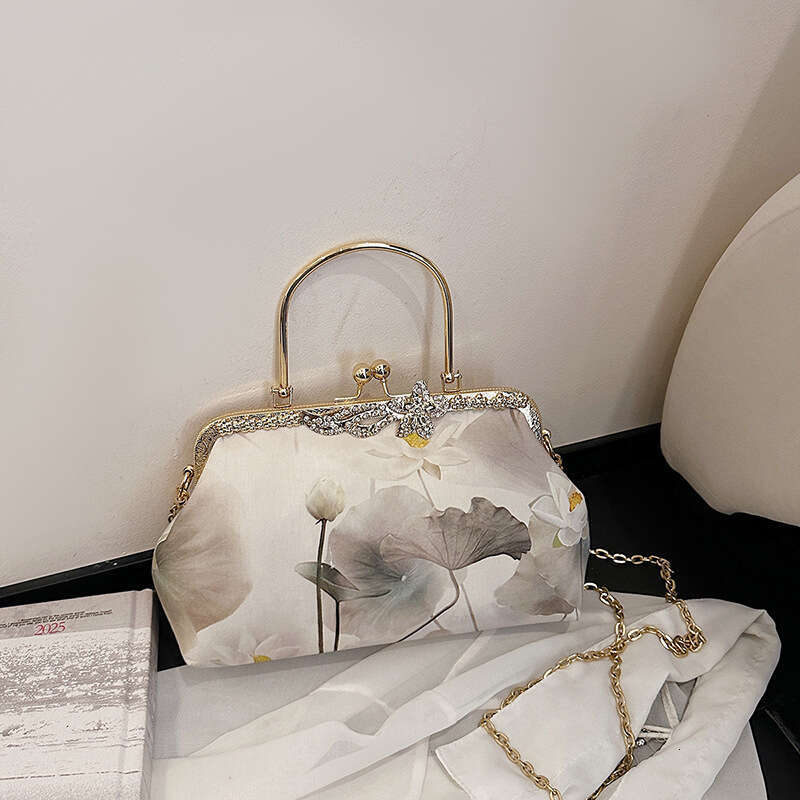 2026 New Chinese Gold Printed Hanfu Retro Versatile Qipao Chain Ancient Style Bag For Women MASA