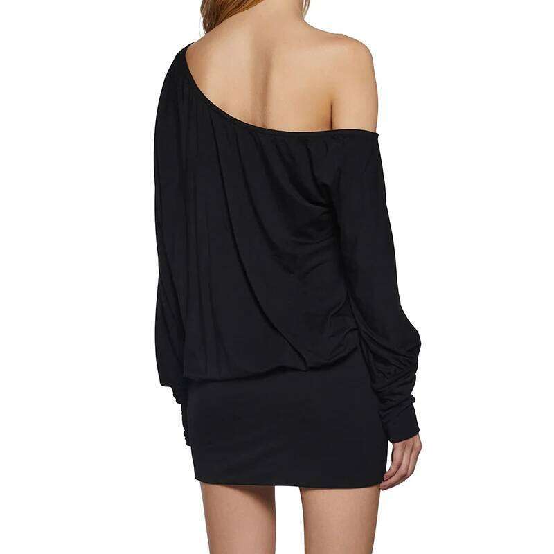 European and American backless sloping collar hanging solid color loose dress spicy girl office lady casual style Y2K XJ260131