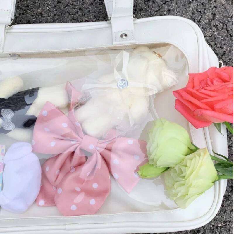 Women Sweet Lolita Bags Cute Transparent Pocket Japanese Style Shoulder Purse Handbags Harajuku Luxury Pu Ita Bag Crossbody