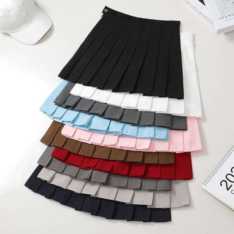 Black Mini Summer Women's Clothes Korean Stylish Saia Blue High Waist Skort Brown School Uniform Girls Short Pleated Skirt XJ260131