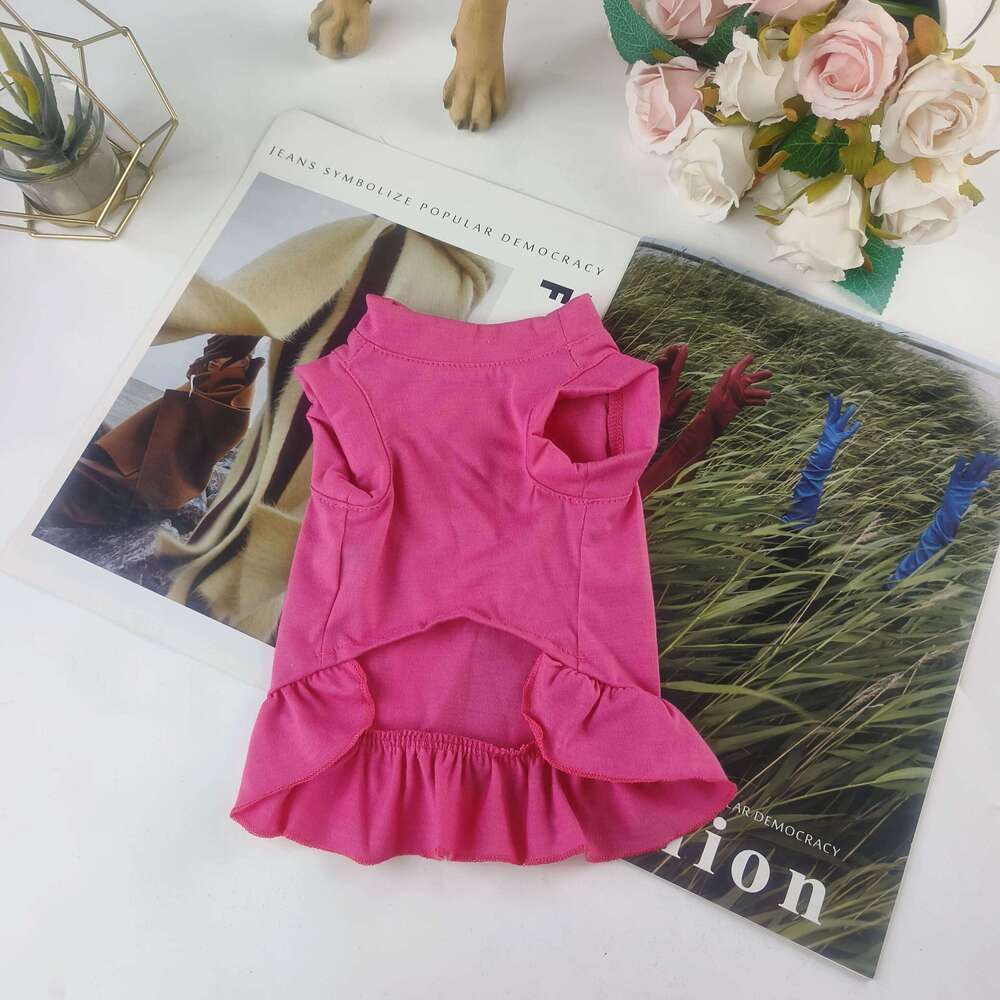 Tank Top Spring Summer Thin Model Skirt Small Dog Pets Teddy Bearish Schnauzer Cat Solid-Colored Clothes H260129