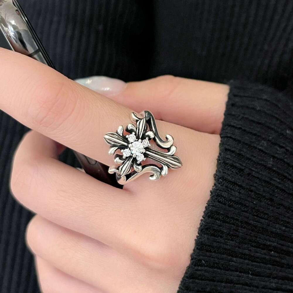 Dark Zirconia Ring Adjustable Jewelry Minimalist Hip-Hop Street Style