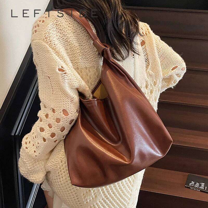 LEFTSIDE Design PU Leather Hobo Underarm Bags Lady Winter Shoulder Bag for Women 2025 New Luxury Brand High-capacity Handbags XJ260130