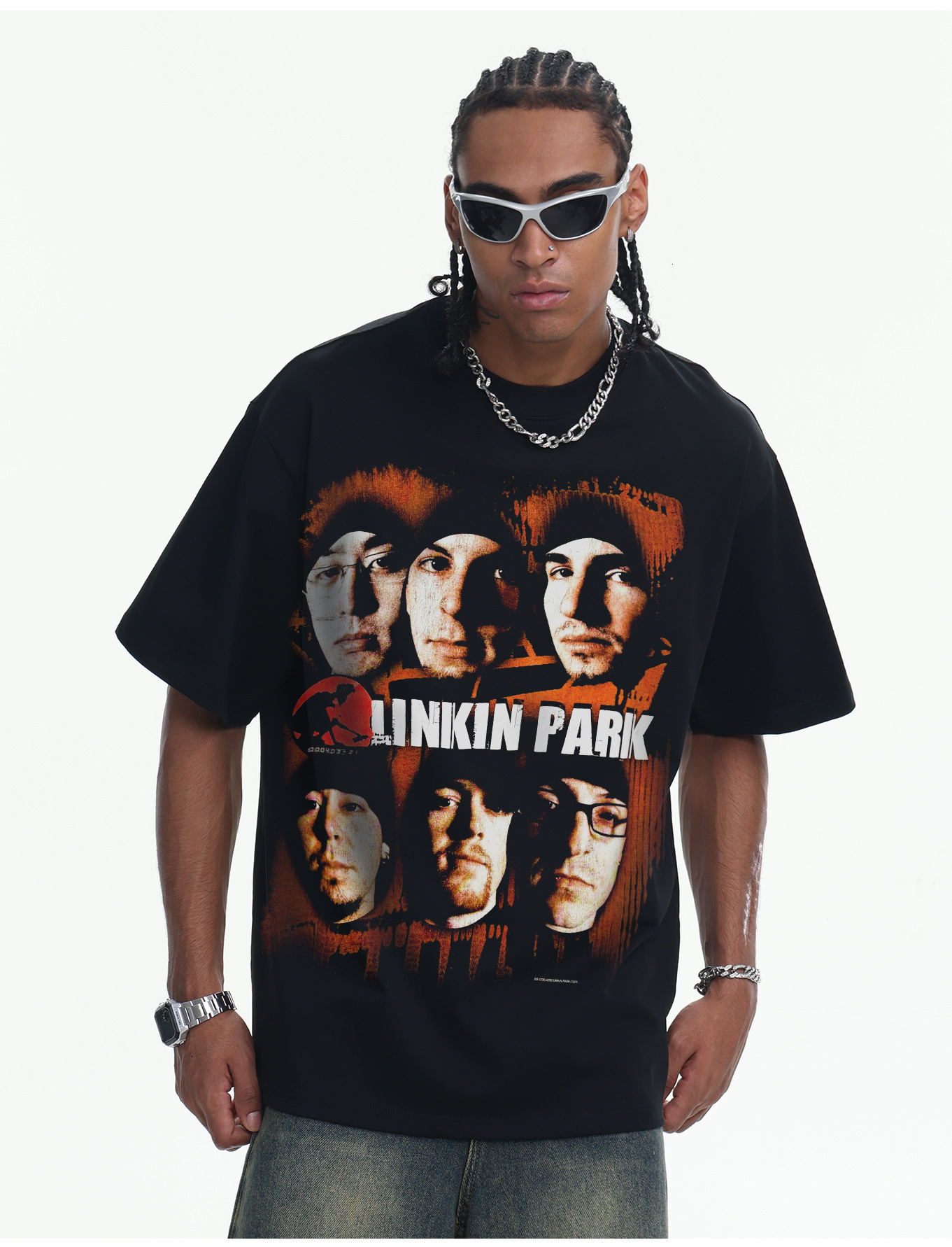 2026 washed T-Shirt Summer Linkin Park 230g Washed American Retro Drop-Shoulder Round-Neck Short Sleeve - view 7