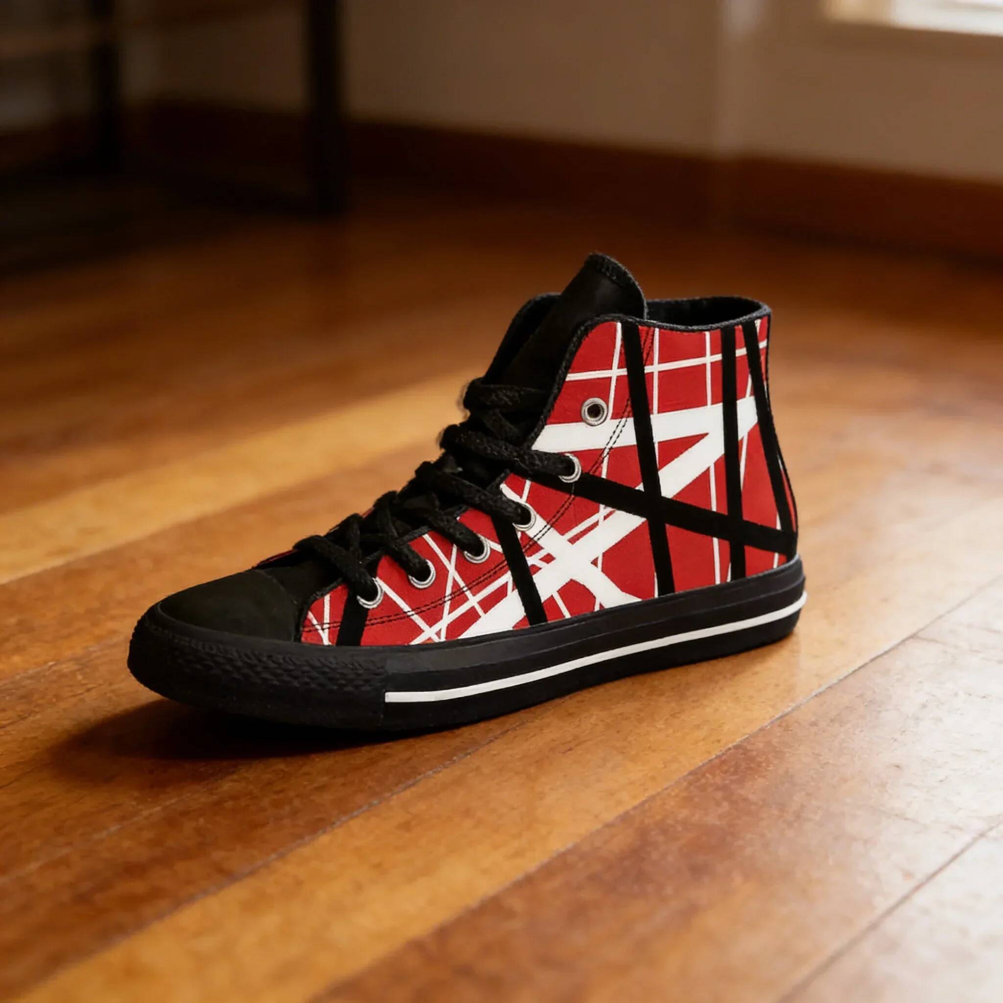 EVH 5150 Stripes Guitar Sneakers 3D Print Breathable High-Tops for Men & Women | Metal Rock Band Casual Shoes