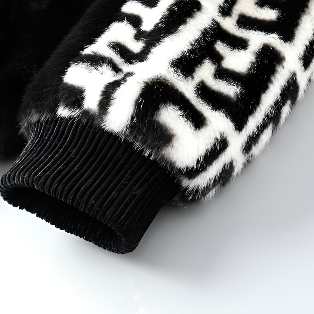 New Autumn/Winter Casual Fashion Zipper Collar Warm Hooded Faux Mink Fur Jacket For Men - view 7
