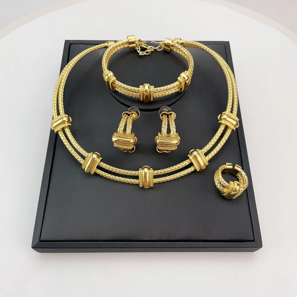 EMMA Brazilian Jewelry Sets For Women Dubai Gold Plated African Handmade Wedding Bridal Collection Bold Necklace FHK21000 260729 - view 7